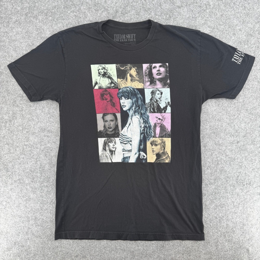 Taylor Swift T-Shirt Womens L The Eras Tour Black Graphic Merch EUC